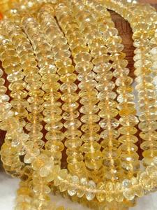 Quartz Citrine Jaune Naturel Coupe Allemande En Forme De Disque À Facettes Rondelle Perles Taille 7 À 8mm Pouces Strand - Product Image 4