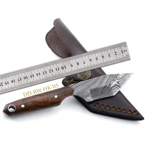 Damascus Steel Knife DD-RW-HK-115 Exotic Rosewood Handmade Hunting Knife with Leather Sheath 192 Layers Forged Custom Knife