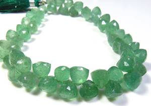 8 brins de perles de briolette à facettes en quartz fraise naturel 6.5-7mm de pierres précieuses vertes en vrac avec une coupe de trillion - Product Image 2