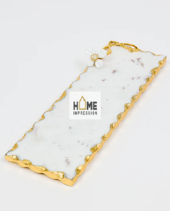 Plateaux de luxe en métal et en marbre, bords dorés, nouvelle collection, vente en gros - Product Image 3