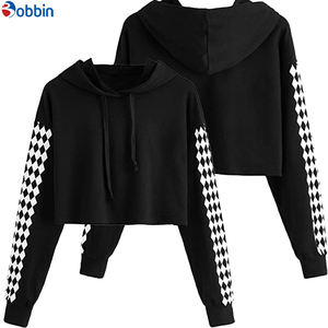 Sweat à capuche court pour femme en molleton de coton décontracté, avec logo brodé personnalisé sur le devant, vêtement d'hiver - Product Image 6