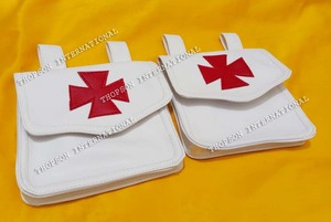 Bolsa de limosnas de caballero templario con delantal elegante de habilidad bordada con intrincado parche bordado - Product Image 3