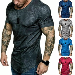 Gym Style Muscle Tshirt pour hommes Longline Slim Fit Factory Supply/Stock. - Product Image 1