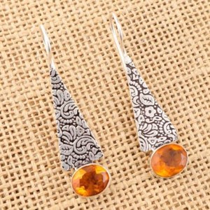 Oval Citrine <b>Dangle</b> <b>Earrings</b> 925 Sterling Silver November Birthstone Jewelry Women Gift Elegant Luxury - Product Image 1