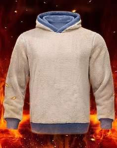 <b>Men</b> Winter Casual Hooded <b>Hoodies</b> Solid Color 100% Cotton Fleece <b>Lined</b> Knitted Regular Fit Quick Dry & Breathable High Quality - Product Image 2