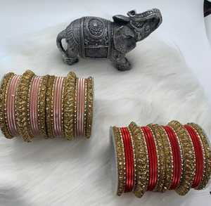 Ensemble de bracelets en verre faits à la main tendance 2026, de haute qualité, pour femmes, pour les mariages et les fêtes indiennes et pakistanaises, avec des pierres de perles - Product Image 2