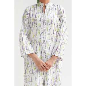 Ensemble coordonné imprimé en coton et viscose blanc pour femmes, tenue deux pièces avec manches courtes, hauts trois-quarts, tailles XS et XXS - Product Image 3