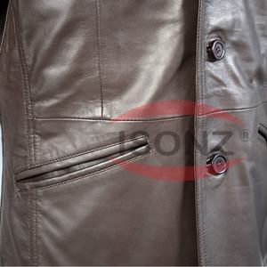 Abrigo de Cuero, Gabardina, Abrigo Largo Hecho con Cuero de Oveja y Cordero - Product Image 3