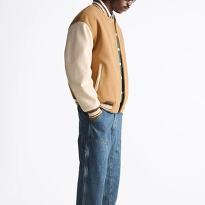 Veste décontractée pour homme en laine à col montant avec logo sur le devant - Vêtement d'extérieur confortable pour tous les jours - Product Image 5