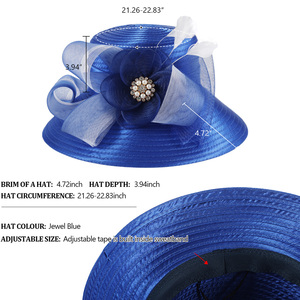 <span class=keywords><strong>Chapeau</strong></span> de cérémonie Kentucky Derby <span class=keywords><strong>pour</strong></span> femmes, fascinateur, <span class=keywords><strong>chapeau</strong></span> de fête du thé, <span class=keywords><strong>chapeau</strong></span> de <span class=keywords><strong>mariage</strong></span>, bleu royal - Product Image 3