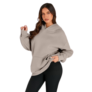 Plus Size Hooded Sweatshirt, Unisex Warm Fleece Pullover <b>Hoodie</b>, Casual <b>Oversized</b> Streetwear for Cold Weather - Product Image 2