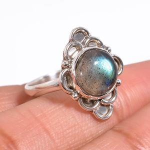 Anillo de piedras preciosas de labradorita, joyería hecha a mano, anillo de forma redonda de Plata de Ley 925 sólida, declaración elegante, regalo de boda para mujer - Product Image 4