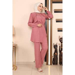 MSW19140-2 ชุดลำลองสไตล์โรสโกลด์ 2 ชิ้น คอกลม โพลีเอสเตอร์ 100% ความยาวปานกลาง - Product Image 3