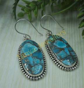 Boucles d'oreilles pendantes en turquoise et cuivre bleu, design artisanal, boucles d'oreilles en pierre bleue, turquoise au meilleur prix par le fournisseur - Product Image 5
