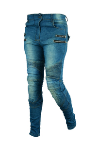 Pantalones vaqueros de carreras de motos azul desteñidos para hombre con diseño protector transpirable y características de secado rápido paneles plisados para flexibilidad - Product Image 6