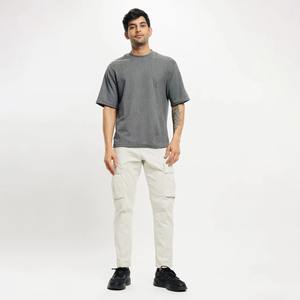 T-shirt en jersey de coton unisexe vintage délavé à l'acide 240g Logo personnalisable respirant surdimensionné grande taille pour hommes - Product Image 3