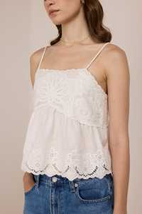 Elegant Understated Cyprus Blouse Woven Eco-Friendly <b>Fabric</b> Intricate Cutwork Embroidery Scalloped Edges for Weather Dressing - Product Image 3