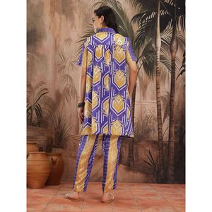 Kurta de chifón azul estampado para mujer con palazzos para primavera/verano - Product Image 4