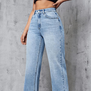 Venta al por mayor de pantalones vaqueros holgados para mujer con logotipo personalizado transpirable lavable y de secado rápido Pantalones de mujer de talla grande precio barato - Product Image 2