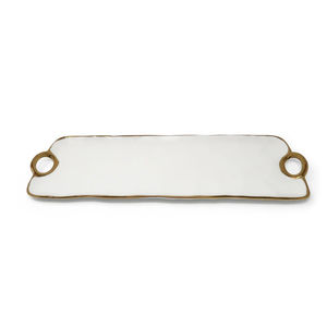 Plateau de service rectangulaire en acier inoxydable de haute qualité, plateau de présentation alimentaire en métal, léger avec poignée, pour mariage, cuisine et maison - Product Image 4