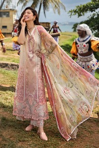 Tela de césped bordada para mujer india, traje listo para usar de 3 piezas, vestido de estilo paquistaní para niñas de QJ Impex - Product Image 3