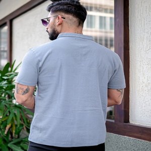 Logo personnalisé, conception, couleur hommes t-shirt longueur régulière col henley t-shirt court, manches régulières tricoté coton t-shirt - Product Image 4