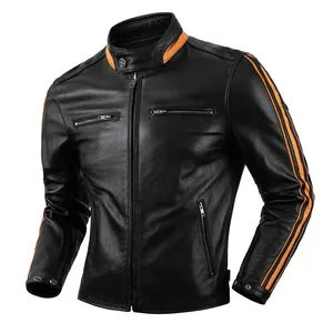 2023 Producto más vendido Calidad superior Totalmente personalizado Cuero de vaca genuino Hecho Chaquetas de cuero de moto