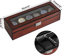 Boîte de montre avec oreiller de montre amovible 6 fentes en bois massif vitrine de montre pour hommes organisateur de bijoux avec grand couvercle en verre