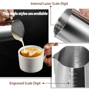 304 Edelstahl Milchaufschäumkrug Latte Art Krug Espresso Kaffee Barista Milchkrug mit Skala 350ml 1000ml - Product Image 3