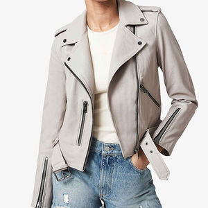 Vestes en cuir d'hiver pour femmes personnalisées et respirantes avec motif solide Fermeture à glissière de haute qualité Vestes en cuir pour femmes - Product Image 3