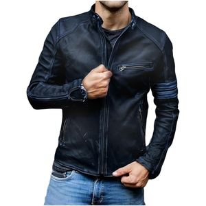 Chaqueta de moto de piel de cordero para hombre de aspecto vintage sensación de lujo con artesanía atemporal y atractivo elegante - Product Image 1