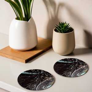 Ensemble de dessous-de-verre en marbre noir artisanal, peinture artistique sur marbre, dessous-de-verre pour boissons, cadeau de Noël - Product Image 5