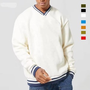 OEM personalizado a rayas acanalado cuello redondo sudadera logotipo personalizado de alta calidad para hombre de algodón de gran tamaño acanalado moda sudadera - Product Image 6