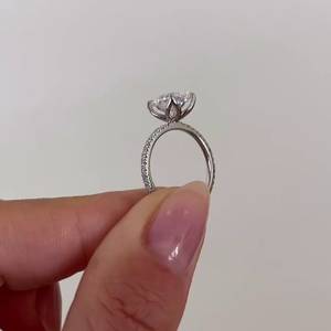 IGI Certified White Gold Engagement <b>Ring</b> with Oval <b>Diamond</b> & Pave Band <b>Diamond</b> <b>Rings</b> - Product Image 4