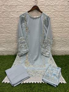 Último diseñador Fabzone Faux Georgette gasa bordado secuencia trabajo Kurti conjunto indio y paquistaní ropa - Product Image 3