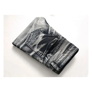 Jean slim extensible pour homme, délavé à l'acide avec poches profondes, jean slim uni de qualité supérieure pour la mode - Product Image 5