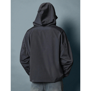 Coupe-vent urbain personnalisé pour hommes veste en toile légère avec capuche surdimensionnée coupe-vent imperméable pour Swishy Spring Fashion - Product Image 2