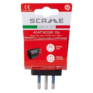 Black PP0433 1R <b>Electrical</b> Socket Adapter Italian Standard 10A and German 16A 2P+T Other Connectors 1 Socket Adapter - Product Image 2