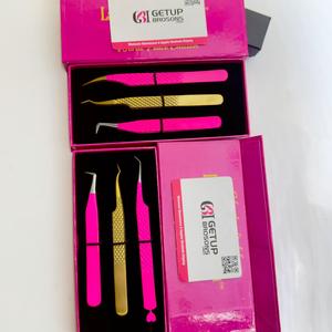 Pince à épiler de précision GETUP BROSONS IMPEX en acier inoxydable à pointe lisse pour isolation des cils/45, en plasma doré - Product Image 2