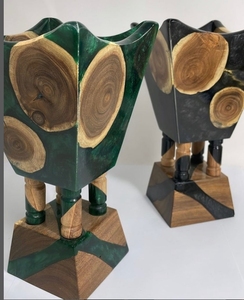 Soporte de incienso decorativo de madera y resina azul real, soporte de incienso Premium de madera y resina de lujo, soporte de incienso hecho a mano - Product Image 1