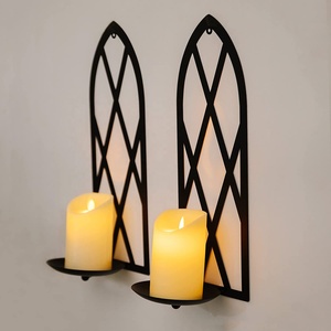 Portavelas metálico para colgar en la pared y portavelas montado en la pared Color negro moderno Fiable y duradero para multiusos - Product Image 6