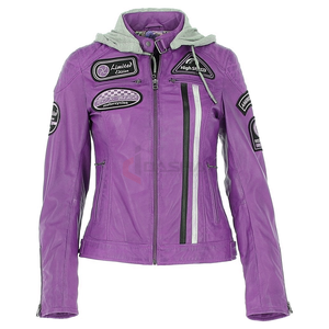 Veste en cuir authentique OEM Sweat à capuche en cuir véritable de haute qualité avec doublure en laine et soie Fermeture à glissière Techniques lavées - Product Image 6