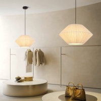 Tissu E27 ampoule lampes suspendues forme de tambour naturel suspension chambre salle à manger salle d'étude simple plafond lustre