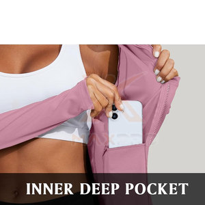 Vêtements de sport à faible MOQ pour femmes : Veste de yoga respirante, grande taille, avec logo frontal, coupe-vent, très vendue - Product Image 5