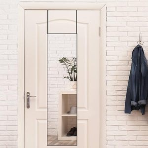 47 X 12 <b>Black</b> <b>Full</b>-<b>Length</b> Over-the-Door <b>Mirror</b> with 2 Hooks Aluminum Frame Wall-Mounted Door Hanging Decor - Product Image 4