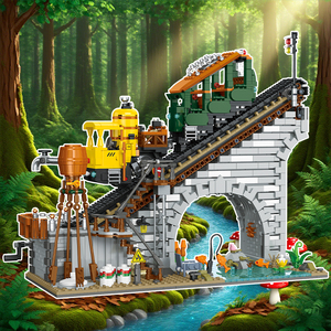 1987 pièces Moc brique Miniature chemin de fer Juguetes Lookout montagne modèle voie ferrée Rail <span class=keywords><strong>Train</strong></span> jouets ensemble blocs de construction ensembles - Product Image 6