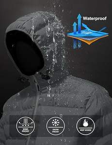 Manteau d'hiver épais et imperméable à l'eau pour hommes Veste d'hiver à capuche chaude et à poches en toile de haute qualité - Product Image 3