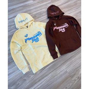 Ensemble de sweats à capuche imprimés graphiques pour hommes, streetwear, pull décontracté, design audacieux avec lettres, sweat en molleton de coton jaune et marron - Product Image 6