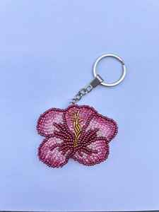Porte-clés fleur perlée breloque de sac de perles de rocaille en verre fait main - Product Image 2