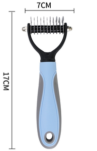 Herramienta para el cuidado de mascotas, 2 herramientas, rastrillo de capa inferior de 2 lados, peines de cepillo de acero para animales pequeños, perros y gatos - Product Image 6